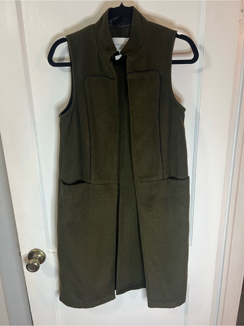 BCBGeneration Olive Long Vest Sz XXS